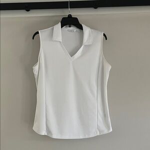 Lady Hagen White Sleeveless V-Neck Blouse